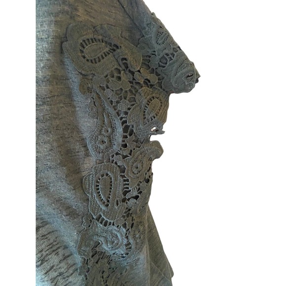 Forest Green Lace Knit Top Anthropologie 9-H15 STCL Cotton Blend Romantic XS - Picture 3 of 5